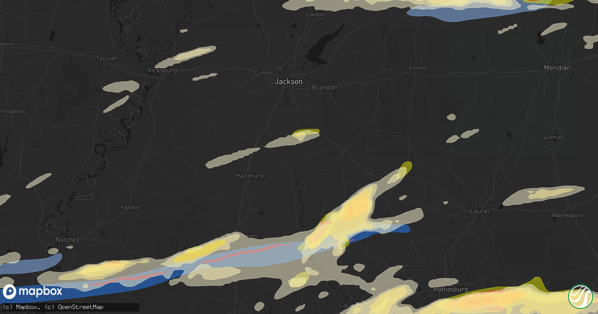 Hail map in Harrisville, MS on May 6, 2026