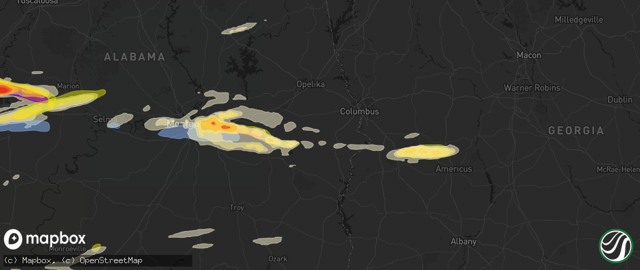 Hail map in Hatchechubbee, AL on May 6, 2026