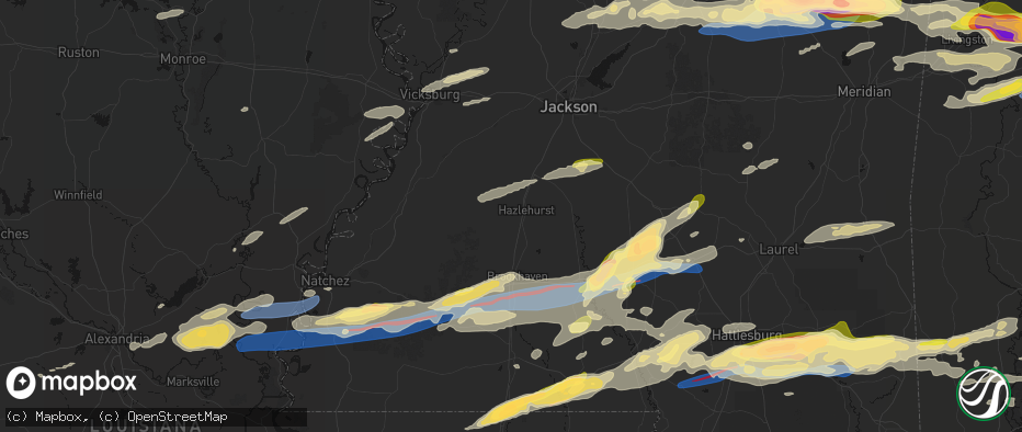 Hail map in Hazlehurst, MS on May 6, 2026
