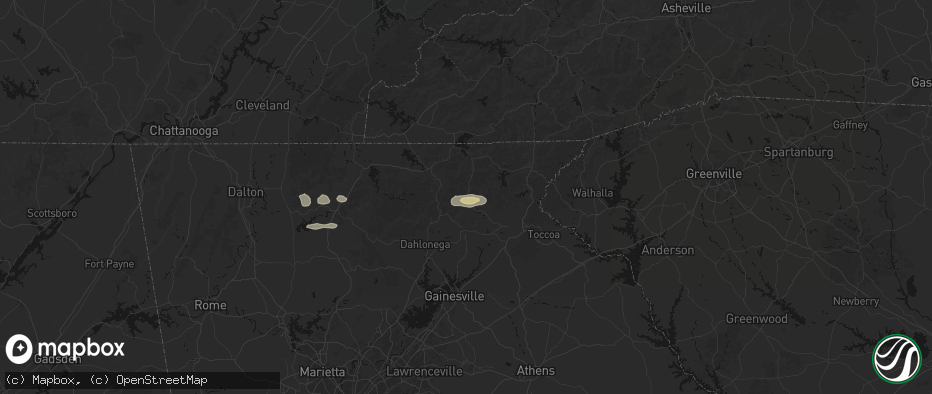 Hail map in Helen, GA on May 6, 2026