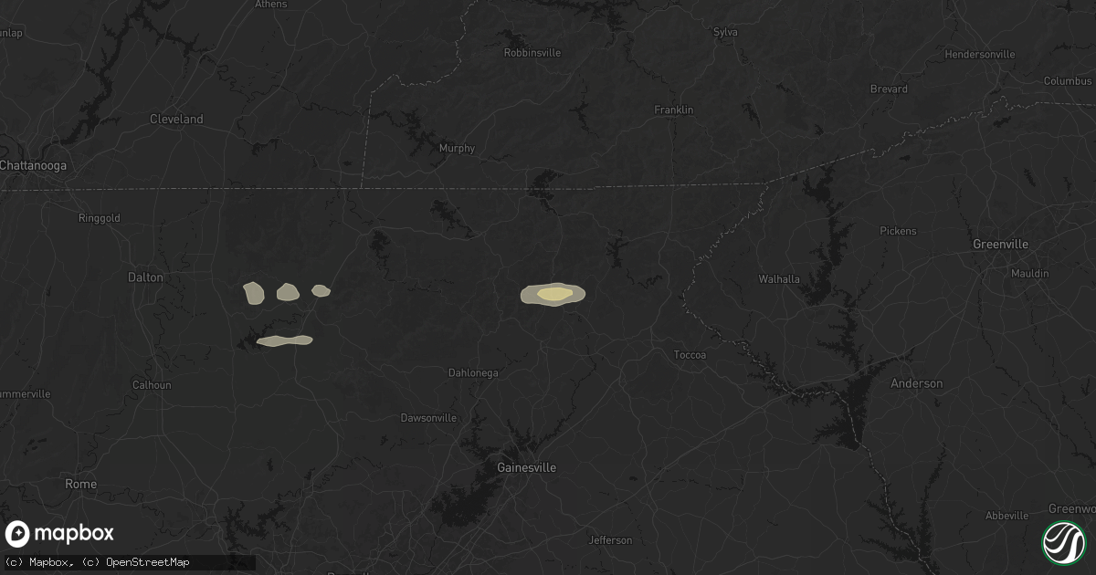 Hail map in Helen, GA on May 6, 2026