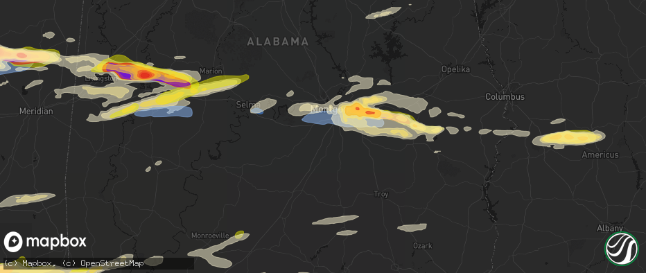 Hail map in Hope Hull, AL on May 6, 2026