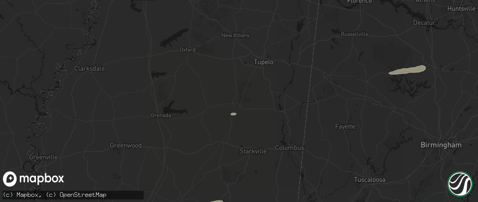 Hail map in Houston, MS on May 6, 2026