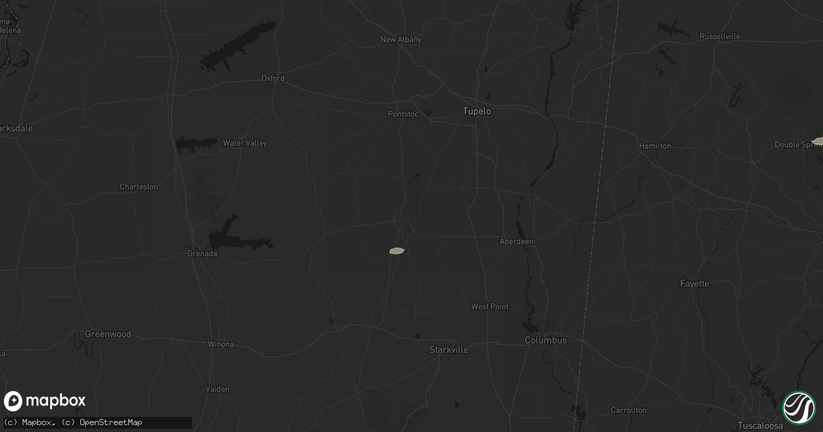 Hail map in Houston, MS on May 6, 2026