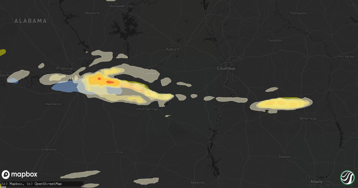 Hail map in Hurtsboro, AL on May 6, 2026