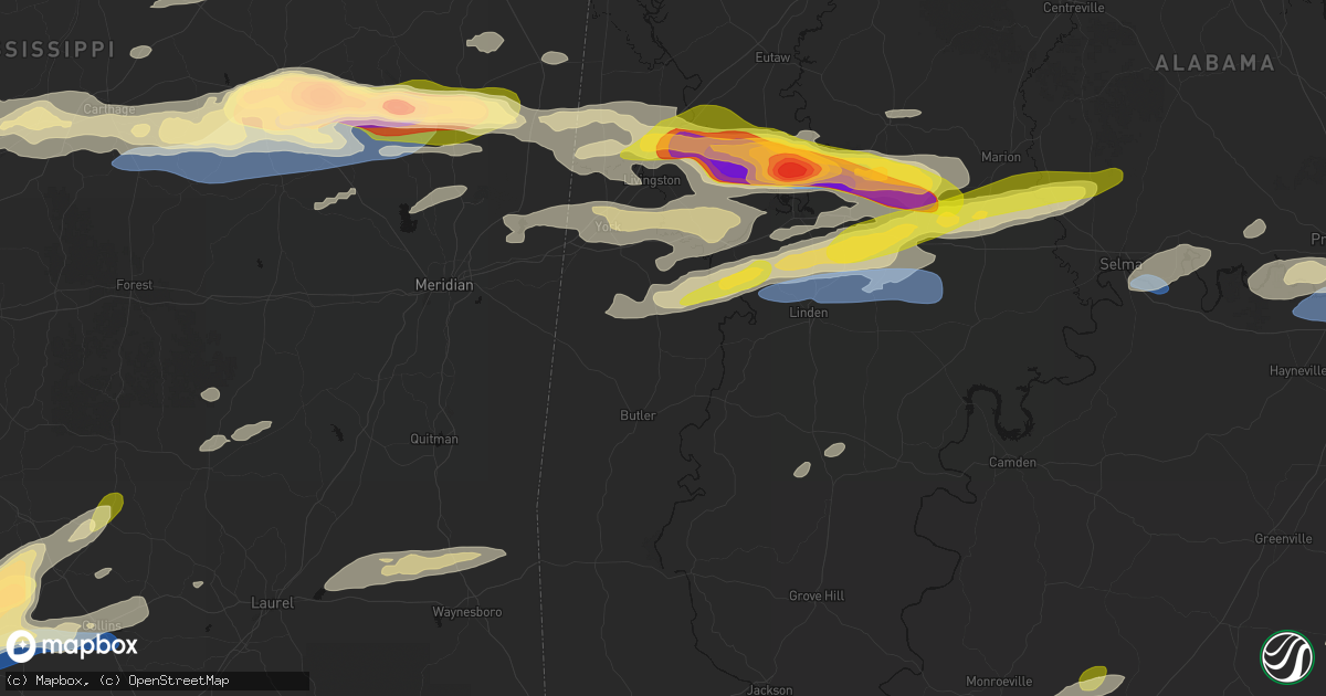 Hail map in Jachin, AL on May 6, 2026