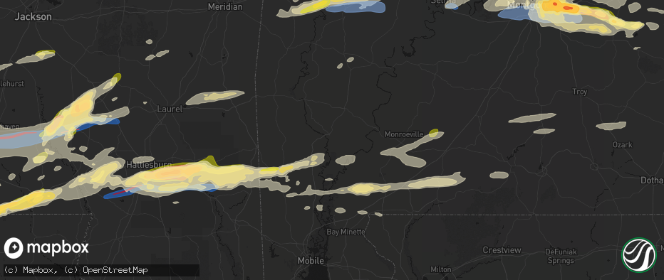 Hail map in Jackson, AL on May 6, 2026