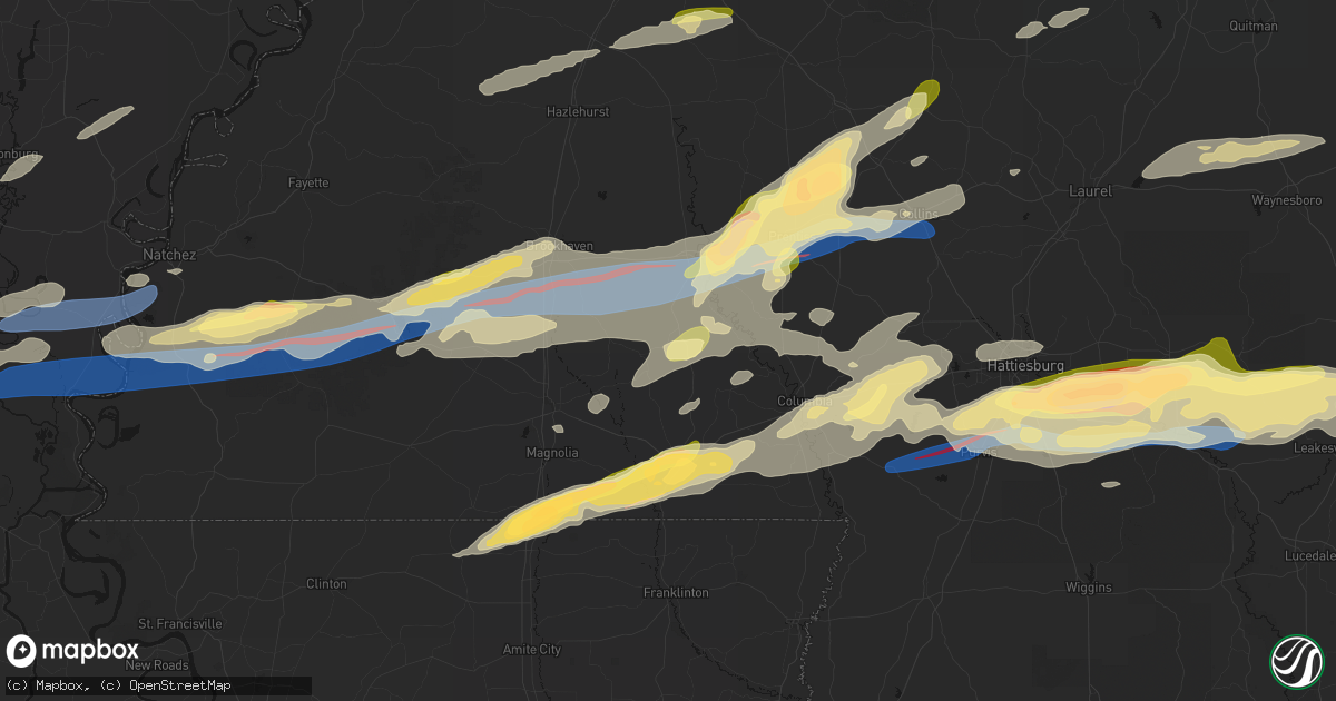 Hail map in Jayess, MS on May 6, 2026