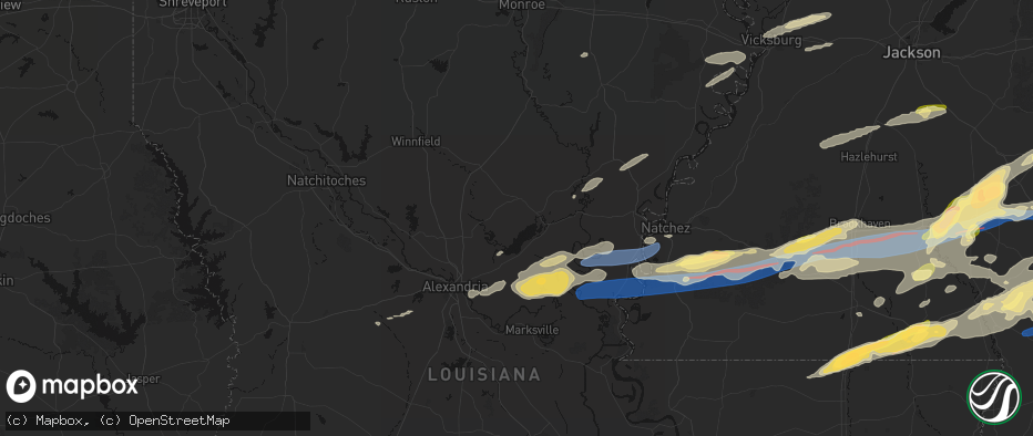 Hail map in Jena, LA on May 6, 2026