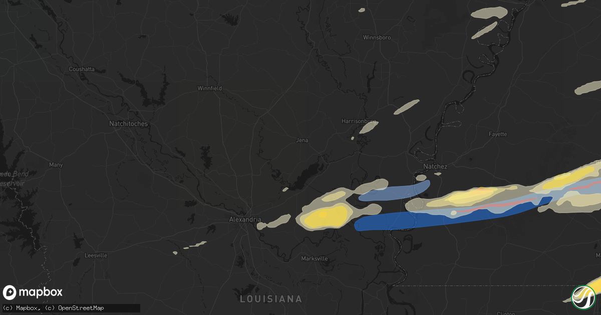 Hail map in Jena, LA on May 6, 2026