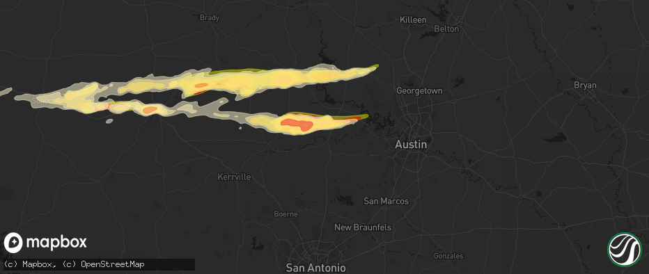 Hail map in Johnson City, TX on May 6, 2026