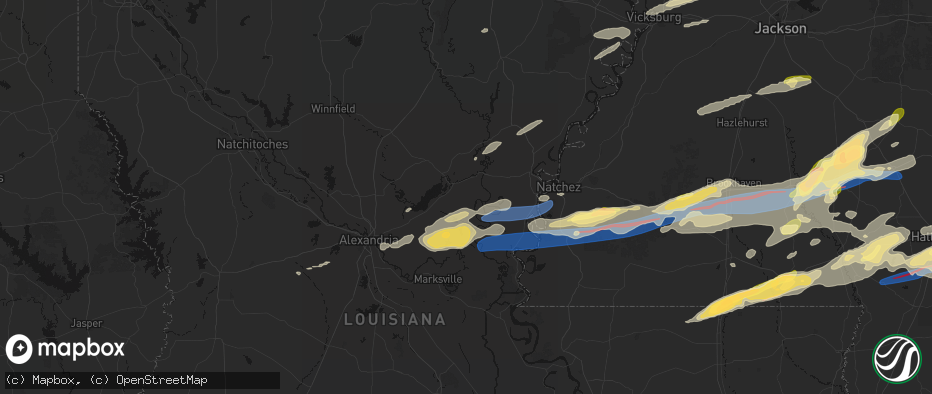 Hail map in Jonesville, LA on May 6, 2026
