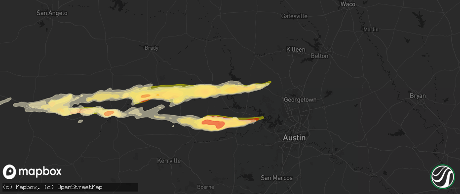 Hail map in Kingsland, TX on May 6, 2026