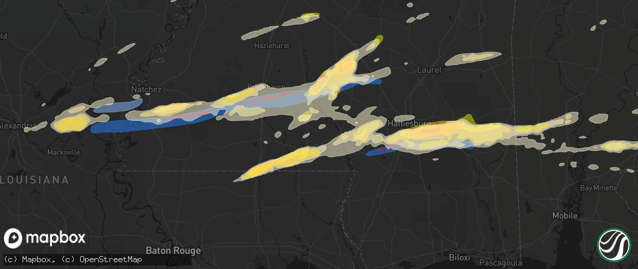 Hail map in Kokomo, MS on May 6, 2026