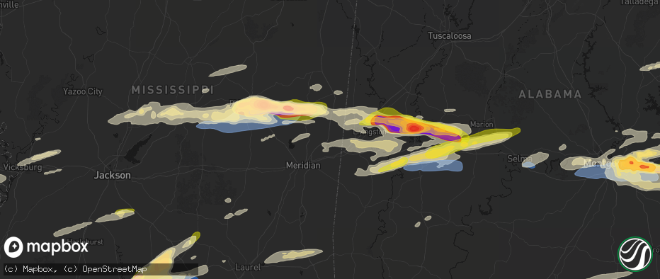Hail map in Lauderdale, MS on May 6, 2026
