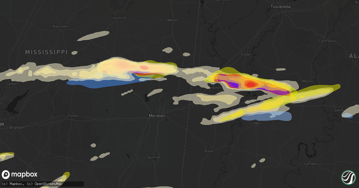 Hail map in Lauderdale, MS on May 6, 2026