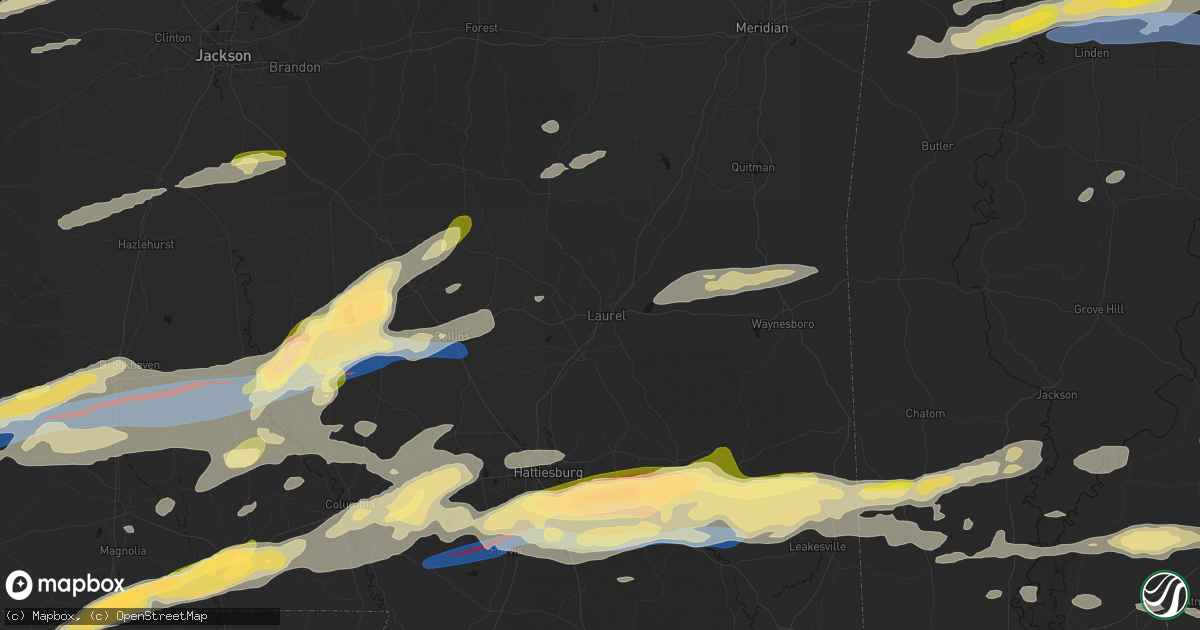 Hail map in Laurel, MS on May 6, 2026