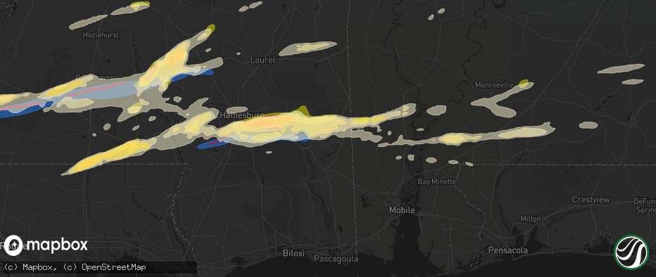 Hail map in Leakesville, MS on May 6, 2026