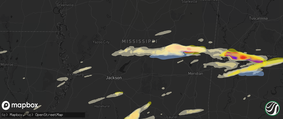 Hail map in Lena, MS on May 6, 2026