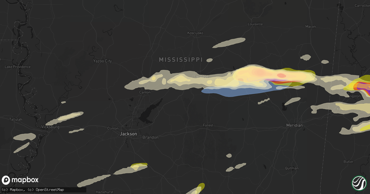 Hail map in Lena, MS on May 6, 2026