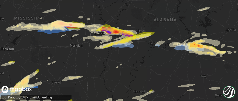 Hail map in Linden, AL on May 6, 2026