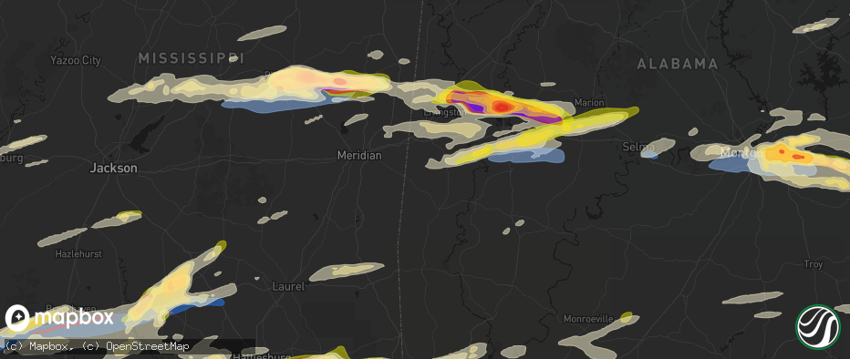 Hail map in Lisman, AL on May 6, 2026