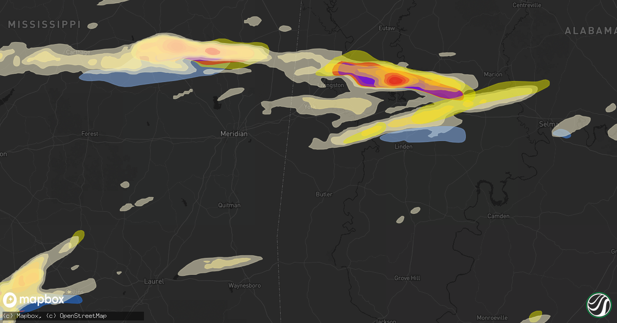 Hail map in Lisman, AL on May 6, 2026