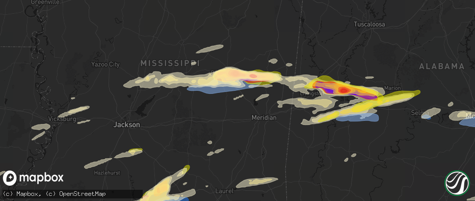 Hail map in Little Rock, MS on May 6, 2026