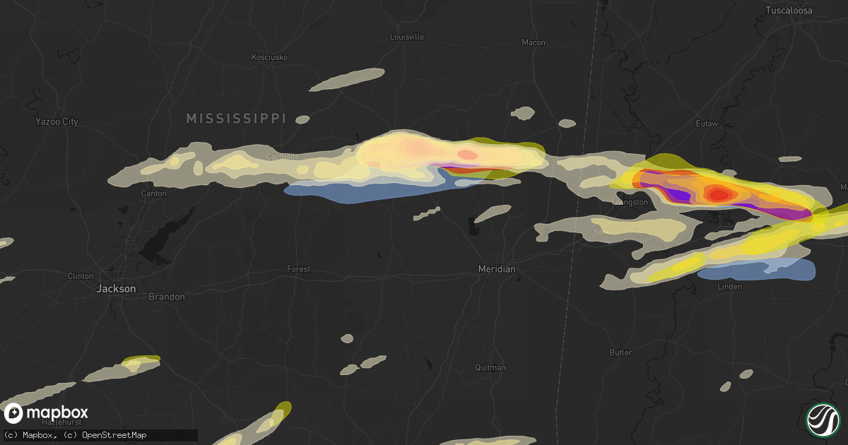 Hail map in Little Rock, MS on May 6, 2026