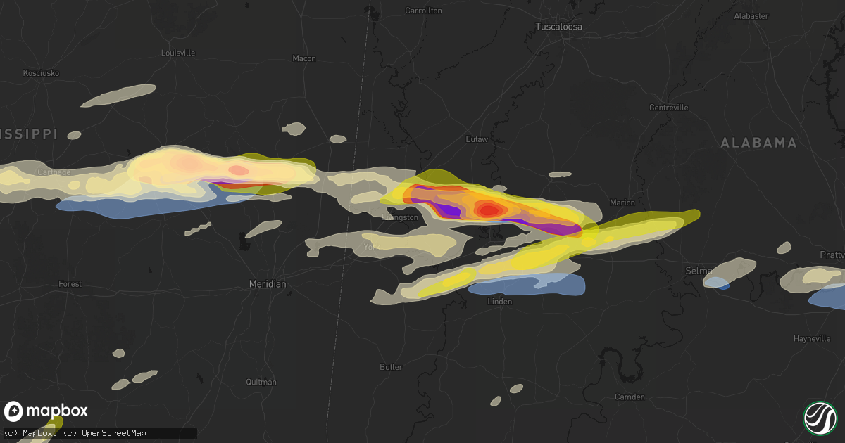 Hail map in Livingston, AL on May 6, 2026