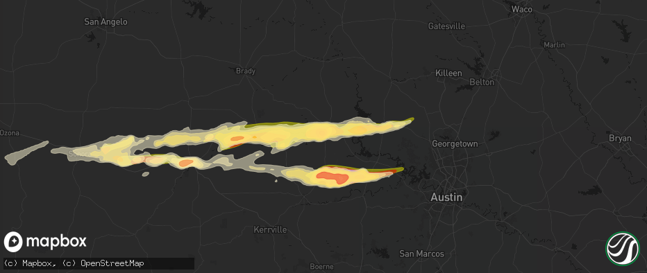 Hail map in Llano, TX on May 6, 2026