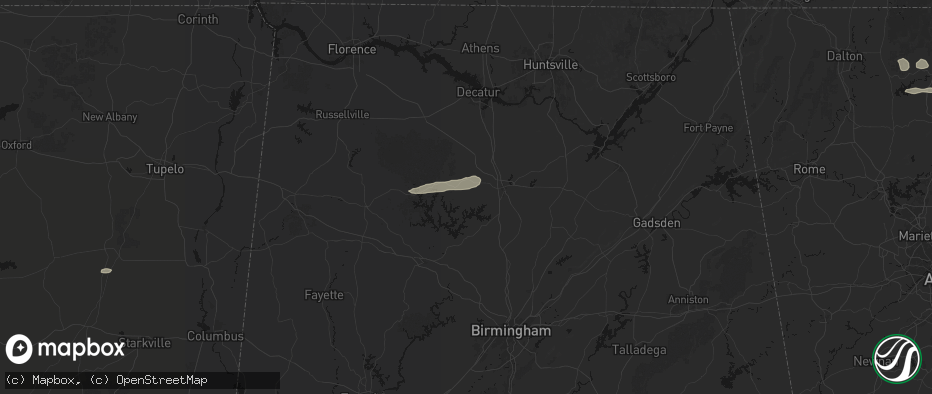 Hail map in Logan, AL on May 6, 2026