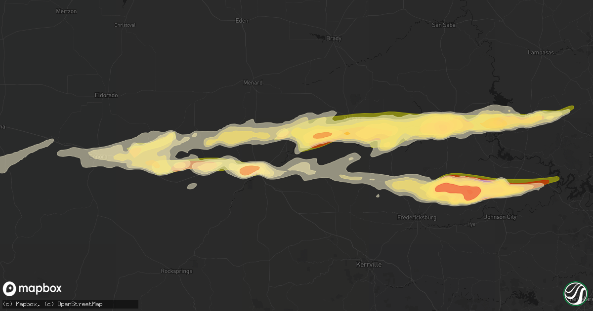 Hail map in London, TX on May 6, 2026