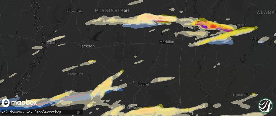 Hail map in Louin, MS on May 6, 2026