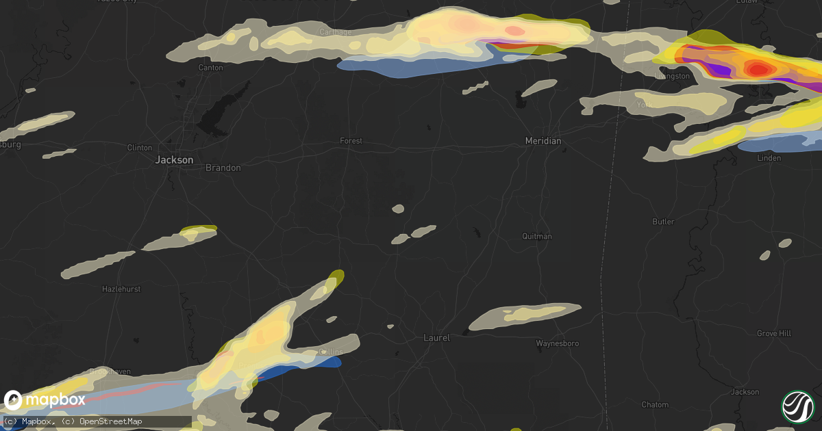 Hail map in Louin, MS on May 6, 2026