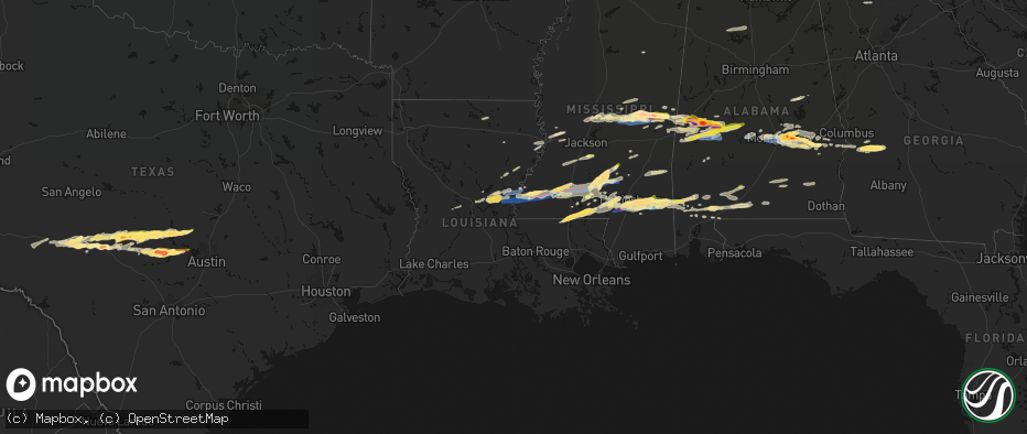 Hail map in Louisiana on May 6, 2026