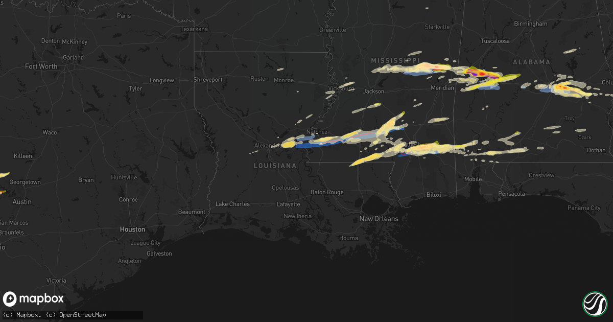 Hail map in Louisiana on May 6, 2026