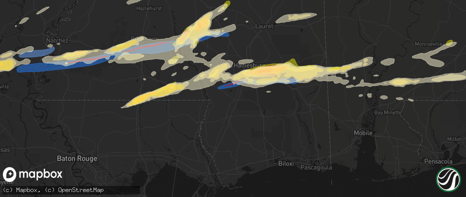 Hail map in Lumberton, MS on May 6, 2026