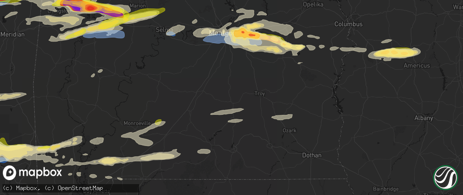 Hail map in Luverne, AL on May 6, 2026