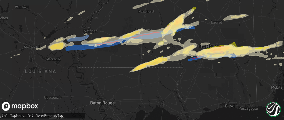 Hail map in Magnolia, MS on May 6, 2026