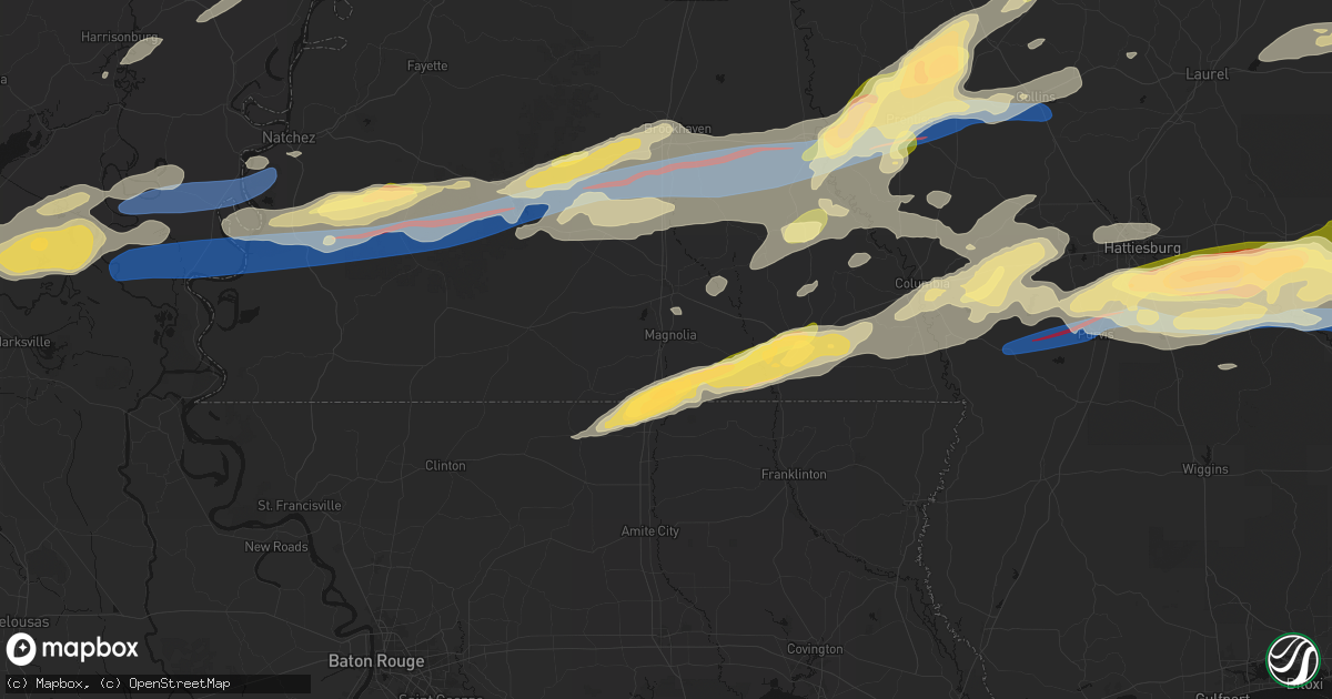 Hail map in Magnolia, MS on May 6, 2026
