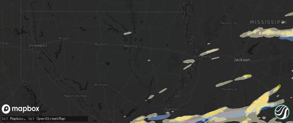 Hail map in Mangham, LA on May 6, 2026