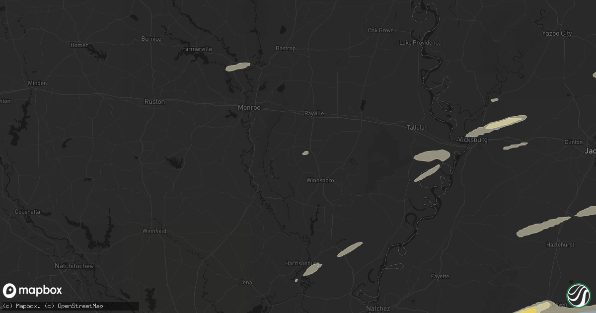 Hail map in Mangham, LA on May 6, 2026