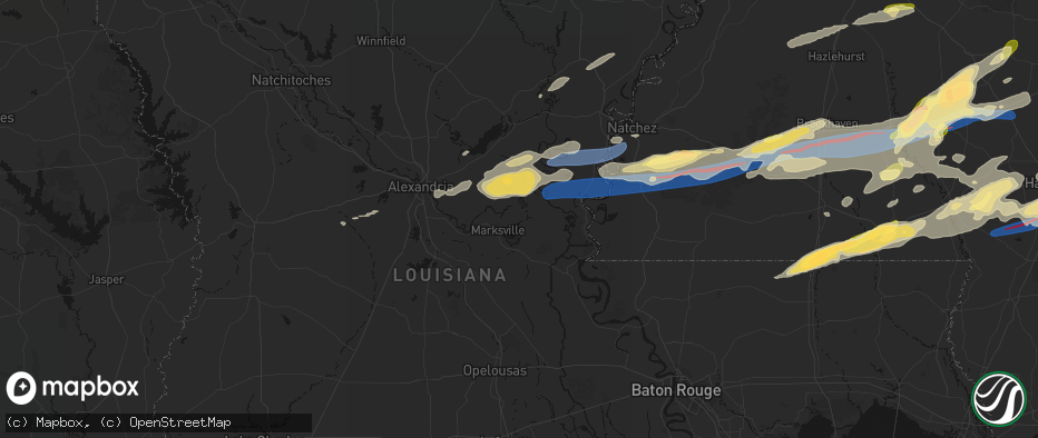 Hail map in Marksville, LA on May 6, 2026