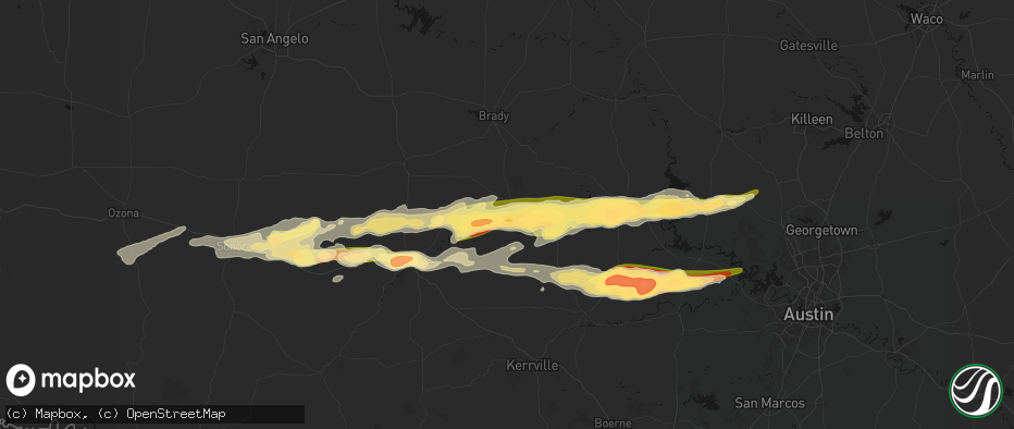 Hail map in Mason, TX on May 6, 2026