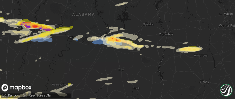 Hail map in Mathews, AL on May 6, 2026