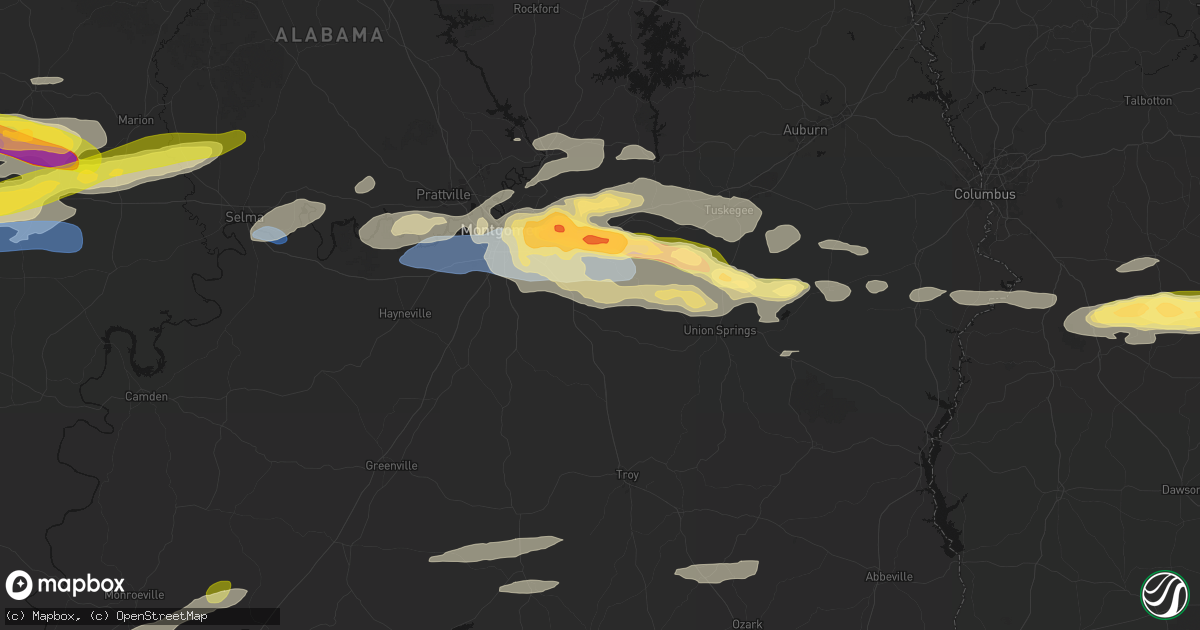 Hail map in Mathews, AL on May 6, 2026