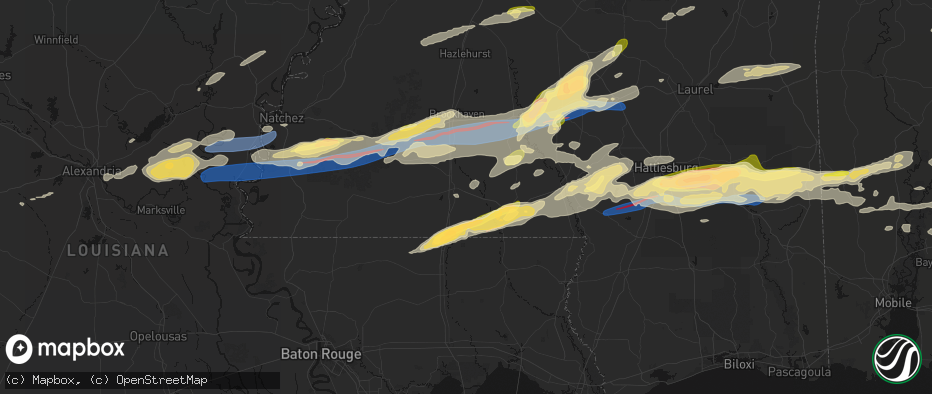 Hail map in Mccomb, MS on May 6, 2026