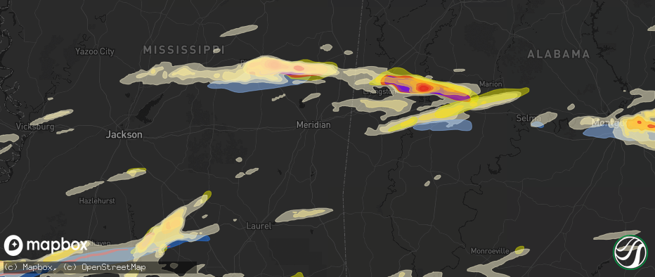 Hail map in Meridian, MS on May 6, 2026