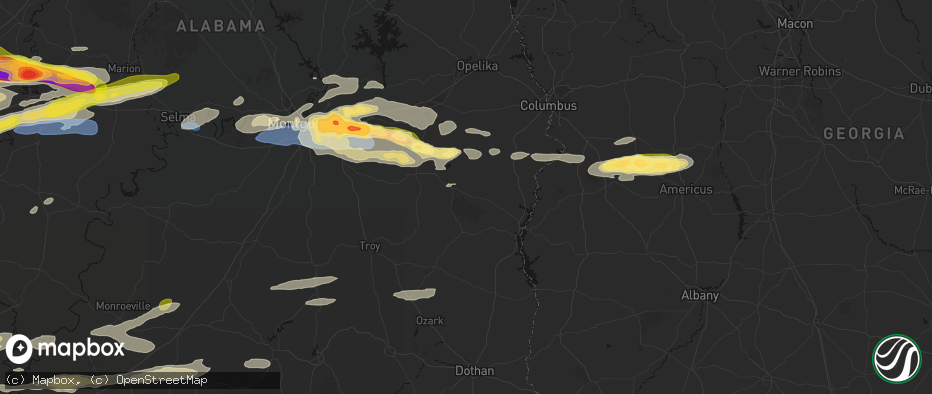 Hail map in Midway, AL on May 6, 2026